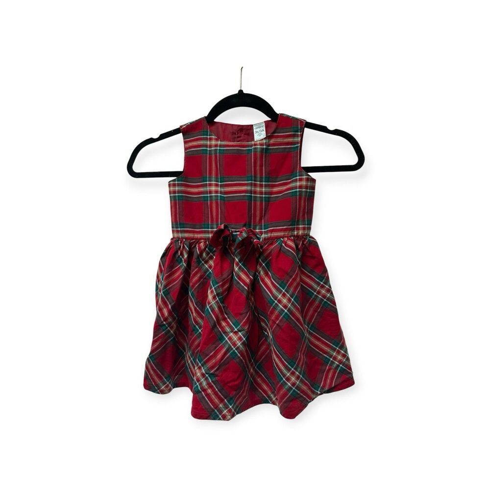 EUC Carter's Red Girl's Plaid Sleeveless Toddler Dress 3T